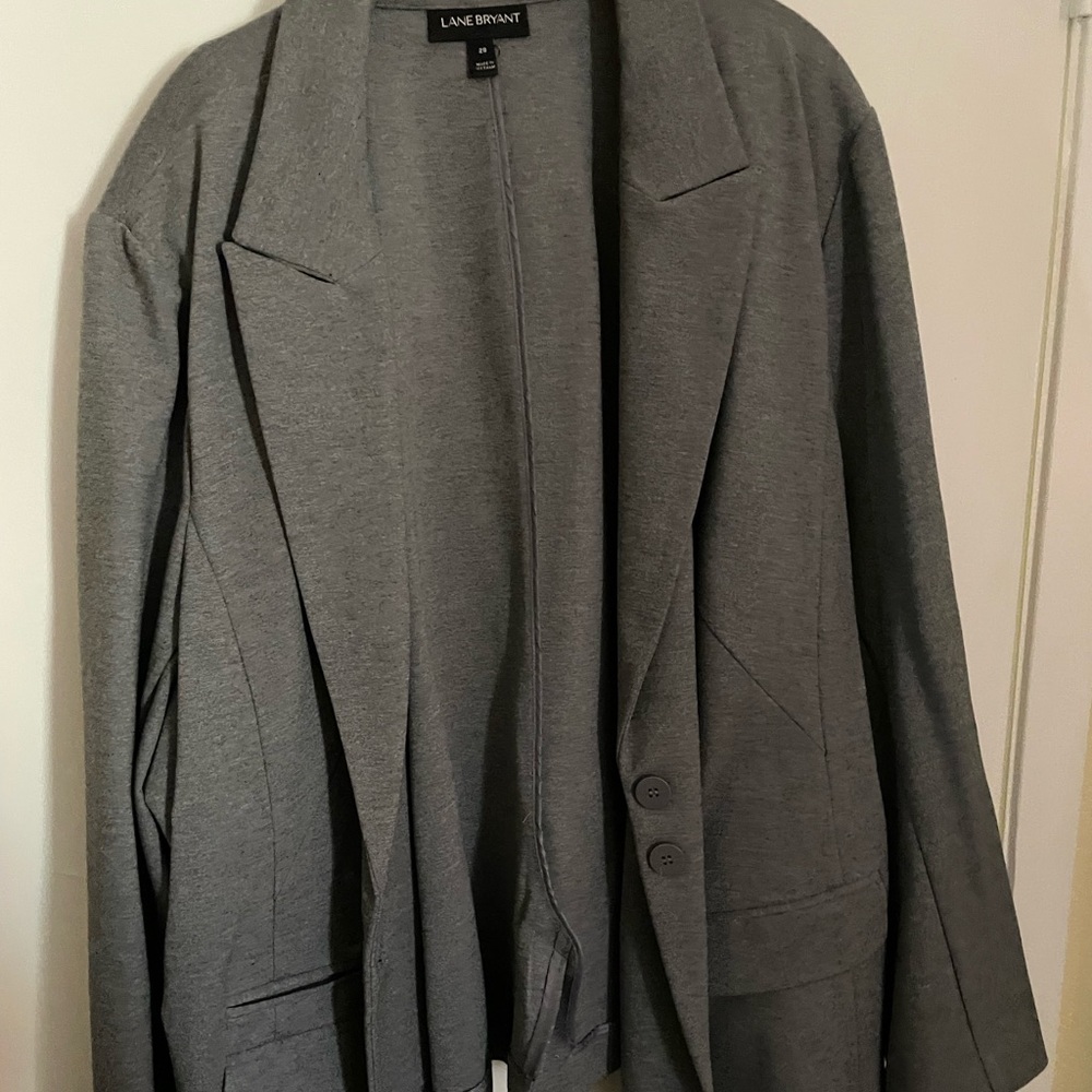Gray Double Button Blazer - Lane Bryant